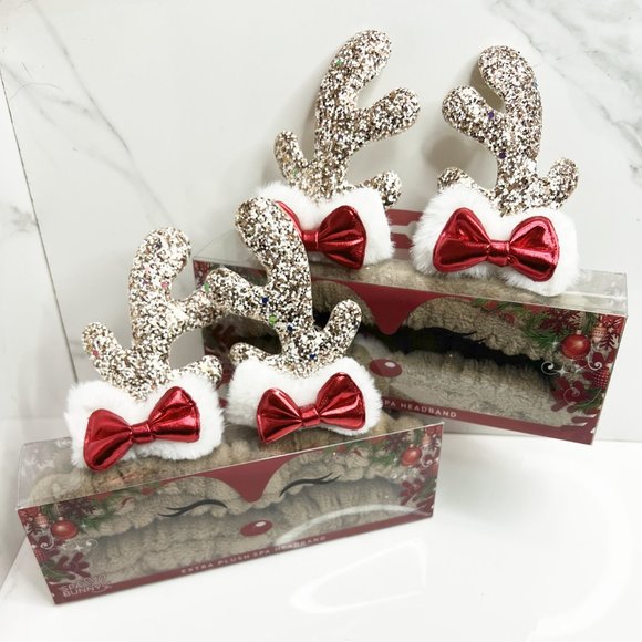 NEW Spa Bunny Extra Plush Spa Reindeer Bow Headband - Glitter - Picture 5 of 5